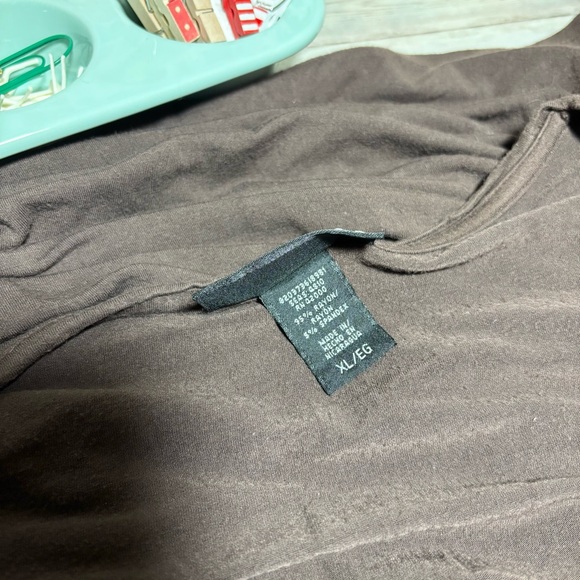 Attention Brown Short Sleeve Scoop Neck T-Shirt Top Women’s Size XL Fall Stretch - Picture 4 of 6